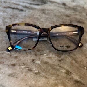 Nine West Brown Tortoiseshell Rectangle Glasses